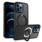 For iPhone 12 Pro Max Skin-feel MagSafe Holder PC Hybrid TPU Phone Case(Black) - 1