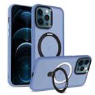 For iPhone 12 Pro Max Skin-feel MagSafe Holder PC Hybrid TPU Phone Case(Blue) - 1