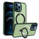 For iPhone 12 Pro Max MagSafe Holder Skin-feel PC Hybrid TPU Phone Case(Green) - 1