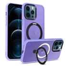 For iPhone 12 Pro Max Skin-feel MagSafe Holder PC Hybrid TPU Phone Case(Purple) - 1