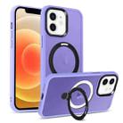 For iPhone 12 MagSafe Holder Skin-feel PC Hybrid TPU Phone Case(Purple) - 1