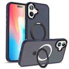 For iPhone 16 Plus Skin-feel MagSafe Holder PC Hybrid TPU Phone Case(Dark Blue) - 1