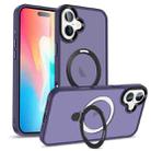 For iPhone 16 Plus Skin-feel MagSafe Holder PC Hybrid TPU Phone Case(Dark Purple) - 1