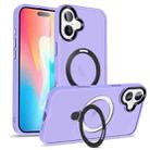 For iPhone 16 Plus Skin-feel MagSafe Holder PC Hybrid TPU Phone Case(Purple) - 1