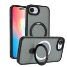 For iPhone 16e Skin-feel MagSafe Holder PC Hybrid TPU Phone Case(Black) - 1