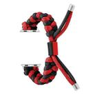 For Apple Watch Series 9 45mm Paracord Fishtail Braided Silicone Bead Watch Band(Black Red) - 2