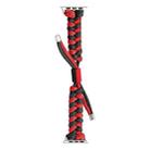 For Apple Watch Series 9 45mm Paracord Fishtail Braided Silicone Bead Watch Band(Black Red) - 3
