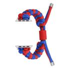 For Apple Watch Series 9 45mm Paracord Fishtail Braided Silicone Bead Watch Band(Blue Red) - 1