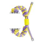 For Apple Watch Series 9 45mm Paracord Fishtail Braided Silicone Bead Watch Band(Purple Yellow) - 1