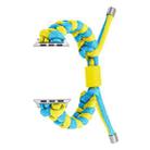 For Apple Watch Series 9 41mm Paracord Fishtail Braided Silicone Bead Watch Band(Light Blue Yellow) - 1