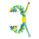 For Apple Watch Series 8 41mm Paracord Fishtail Braided Silicone Bead Watch Band(Light Blue Yellow) - 1