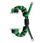 For Apple Watch SE 2022 44mm Paracord Fishtail Braided Silicone Bead Watch Band(Black Green) - 1