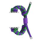 For Apple Watch SE 44mm Paracord Fishtail Braided Silicone Bead Watch Band(Dark Purple Green) - 1