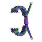 For Apple Watch Series 6 40mm Paracord Fishtail Braided Silicone Bead Watch Band(Dark Purple Green) - 1