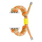 For Apple Watch Series 3 38mm Paracord Fishtail Braided Silicone Bead Watch Band(Orange Yellow) - 1