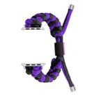 For Apple Watch Series 2 42mm Paracord Fishtail Braided Silicone Bead Watch Band(Black Purple) - 1