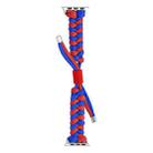 For Apple Watch Series 2 38mm Paracord Fishtail Braided Silicone Bead Watch Band(Blue Red) - 3