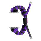 For Apple Watch 42mm Paracord Fishtail Braided Silicone Bead Watch Band(Black Purple) - 1