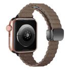 For Apple Watch SE 2023 44mm Water Ripple Magnetic Folding Buckle Watch Band, Style: Thin Version(Light Brown) - 1