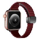 For Apple Watch SE 2023 44mm Water Ripple Magnetic Folding Buckle Watch Band, Style: Thin Version(Wine Red) - 1