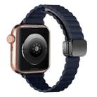 For Apple Watch Series 8 45mm Water Ripple Magnetic Folding Buckle Watch Band, Style: Thin Version(Indigo Blue) - 1