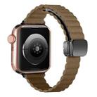 For Apple Watch Series 8 45mm Water Ripple Magnetic Folding Buckle Watch Band, Style: Thin Version(Brown) - 1