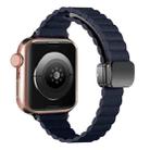 For Apple Watch Series 6 44mm Water Ripple Magnetic Folding Buckle Watch Band, Style: Thin Version(Indigo Blue) - 1