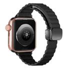 For Apple Watch Series 5 40mm Water Ripple Magnetic Folding Buckle Watch Band, Style: Thin Version(Black) - 1