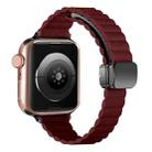 For Apple Watch Series 4 44mm Water Ripple Magnetic Folding Buckle Watch Band, Style: Thin Version(Wine Red) - 1