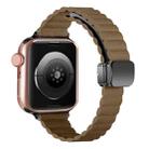 For Apple Watch Series 3 38mm Water Ripple Magnetic Folding Buckle Watch Band, Style: Thin Version(Brown) - 1