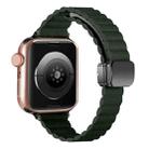 For Apple Watch Series 2 38mm Water Ripple Magnetic Folding Buckle Watch Band, Style: Thin Version(Dark Green) - 1