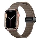 For Apple Watch Series 9 45mm Water Ripple Magnetic Folding Buckle Watch Band, Style: Bold Version(Light Brown) - 1