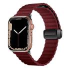 For Apple Watch Series 9 45mm Water Ripple Magnetic Folding Buckle Watch Band, Style: Bold Version(Wine Red) - 1
