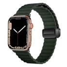 For Apple Watch Series 9 45mm Water Ripple Magnetic Folding Buckle Watch Band, Style: Bold Version(Dark Green) - 1