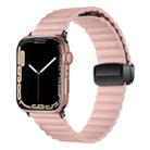 For Apple Watch Series 8 45mm Water Ripple Magnetic Folding Buckle Watch Band, Style: Bold Version(Pink) - 1