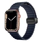 For Apple Watch SE 2022 44mm Water Ripple Magnetic Folding Buckle Watch Band, Style: Bold Version(Indigo Blue) - 1