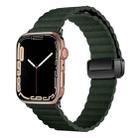 For Apple Watch SE 2022 44mm Water Ripple Magnetic Folding Buckle Watch Band, Style: Bold Version(Dark Green) - 1