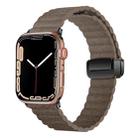 For Apple Watch Series 7 41mm Water Ripple Magnetic Folding Buckle Watch Band, Style: Bold Version(Light Brown) - 1