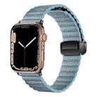 For Apple Watch SE 44mm Water Ripple Magnetic Folding Buckle Watch Band, Style: Bold Version(Denim Blue) - 1