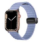 For Apple Watch Series 5 44mm Water Ripple Magnetic Folding Buckle Watch Band, Style: Bold Version(Light Blue) - 1