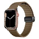 For Apple Watch Series 5 44mm Water Ripple Magnetic Folding Buckle Watch Band, Style: Bold Version(Brown) - 1