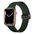 For Apple Watch Series 4 44mm Water Ripple Magnetic Folding Buckle Watch Band, Style: Bold Version(Dark Green) - 1