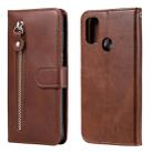 For Samsung Galaxy M30s Fashion Calf Texture Zipper Horizontal Flip Leather Case with Holder & Card Slots & Wallet(Brown) - 1