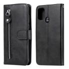 For Samsung Galaxy M31 Fashion Calf Texture Zipper Horizontal Flip Leather Case with Holder & Card Slots & Wallet(Black) - 1