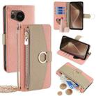 For Sharp Aquos Sense7 Plus Crossbody Litchi Texture Leather Phone Case(Pink) - 1