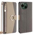 For Sharp Aquos R9 Crossbody Litchi Texture Leather Phone Case(Grey) - 1