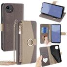 For Sharp Aqous wish5 Crossbody Litchi Texture Leather Phone Case(Grey) - 1