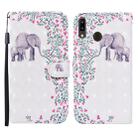 For Samsung Galaxy A20e / A10e Colored Drawing Pattern Horizontal Flip Leather Case with Holder & Card Slots & Wallet(Flower Elephant) - 1