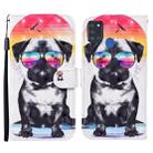 For Samsung Galaxy A21s Colored Drawing Pattern Horizontal Flip Leather Case with Holder & Card Slots & Wallet(Glasses Dog) - 1