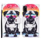 For Samsung Galaxy A41 Colored Drawing Pattern Horizontal Flip Leather Case with Holder & Card Slots & Wallet(Glasses Dog) - 1